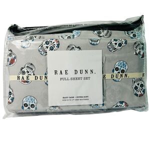 Rae Dunn Day of the Dead Sugar Skull Bedding Full Size Top Sheet 2 Pillow Cases